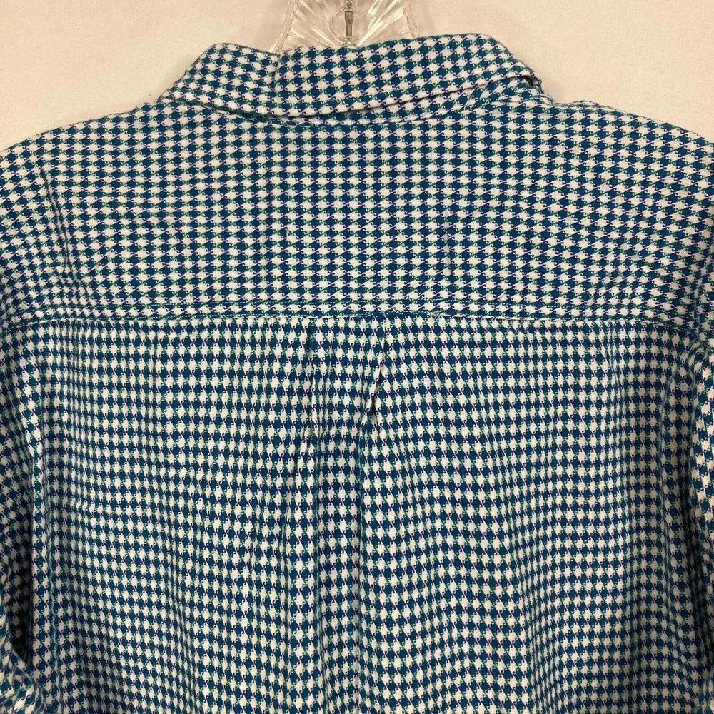 Tommy Bahama Shirt Mens Sz‎ XL Blue White Woven Cotton Button Up Pocket